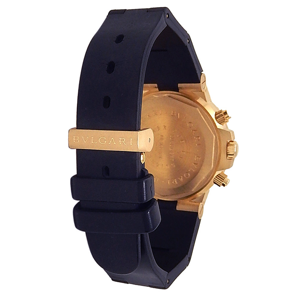 Bvlgari Diagono Scuba SD 38 G GMT 18k Yellow Gold Black Dial - Case Back View by Bvlgari