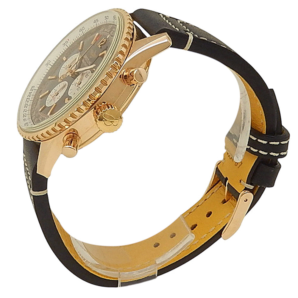 Breitling Navitimer H30330 18k Rose Gold Black Dial - Angle View by Breitling