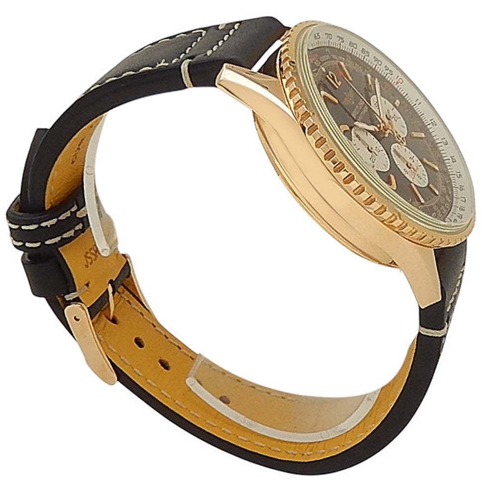 Breitling Navitimer H30330 18k Rose Gold Black Dial - Side View by Breitling
