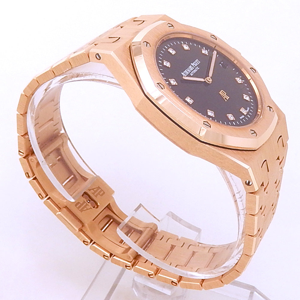 Audemars Piguet Royal Oak Jumbo Extra-Thin 15207OR.OO.1240OR.01 Rose Gold Black Dial - Side View by Audemars Piguet