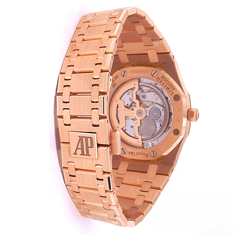 Audemars Piguet Royal Oak Jumbo Extra-Thin 15207OR.OO.1240OR.01 Rose Gold Black Dial - Case Back View by Audemars Piguet