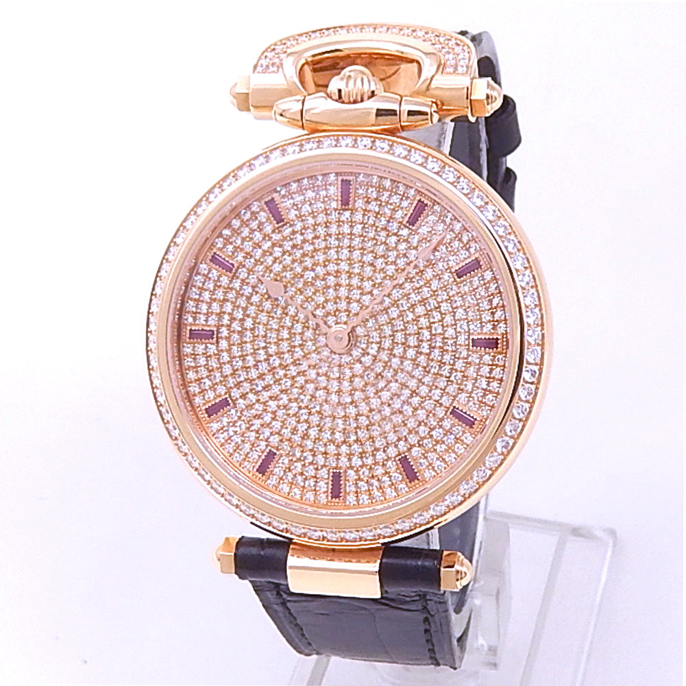 Bovet Collection Chateau de Motiers G800 18k Rose Gold Diamonds Pave - Front View by Bovet