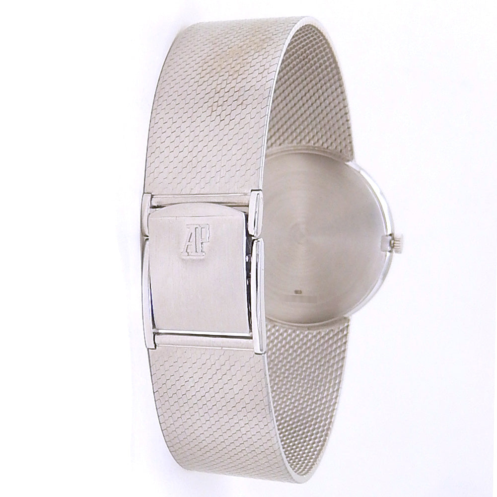 Audemars Piguet Vintage Ultra-Thin 18k White Gold Black Diamond Dial - Case Back View by Audemars Piguet