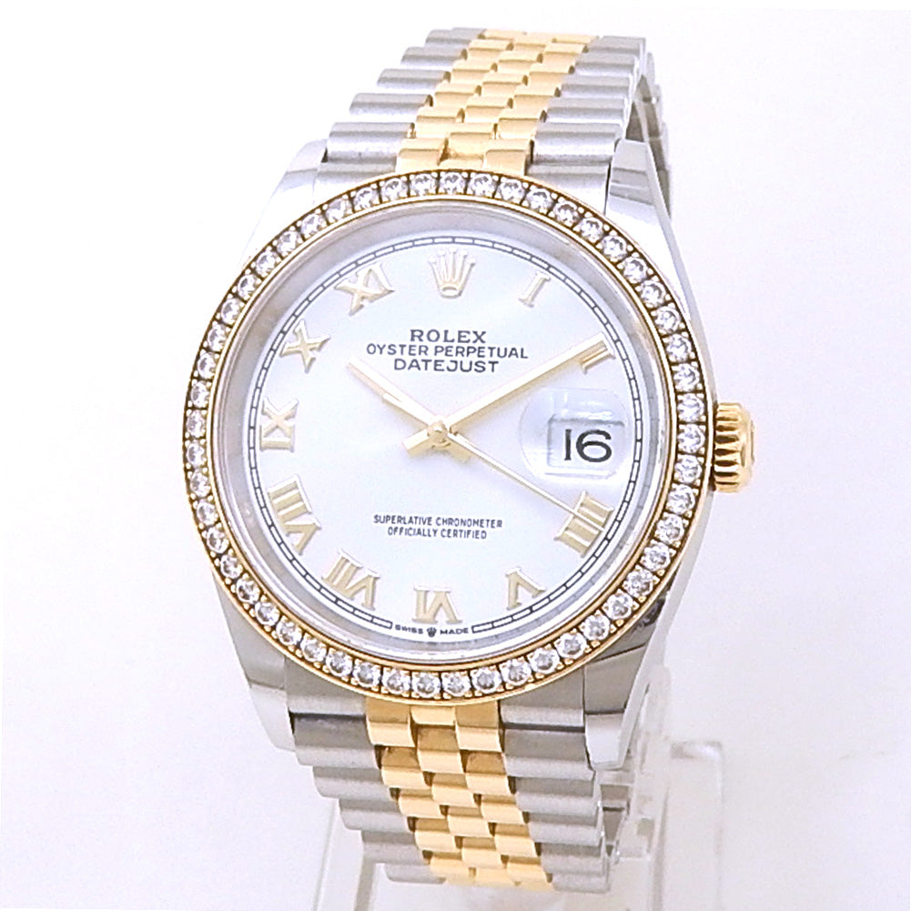 Rolex Datejust 126283RBR Yellow Gold Steel White Dial - Front View by Rolex