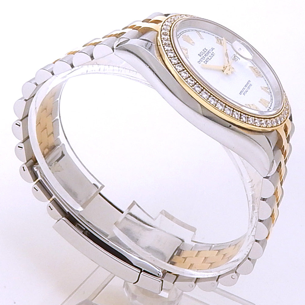 Rolex Datejust 126283RBR Yellow Gold Steel White Dial - Side View by Rolex