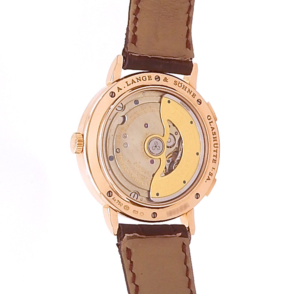 A. Lange & Sohne Saxonia Dual Time 385.032 18k Rose Gold Silver Dial - Wrist / Lifestyle View by A. Lange & Sohne