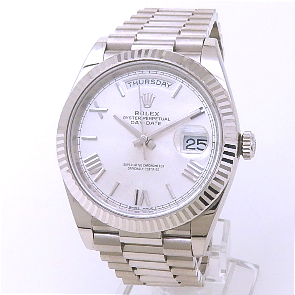 Rolex Day-Date 40 228239 18k White Gold Silver Dial - Front View by Rolex