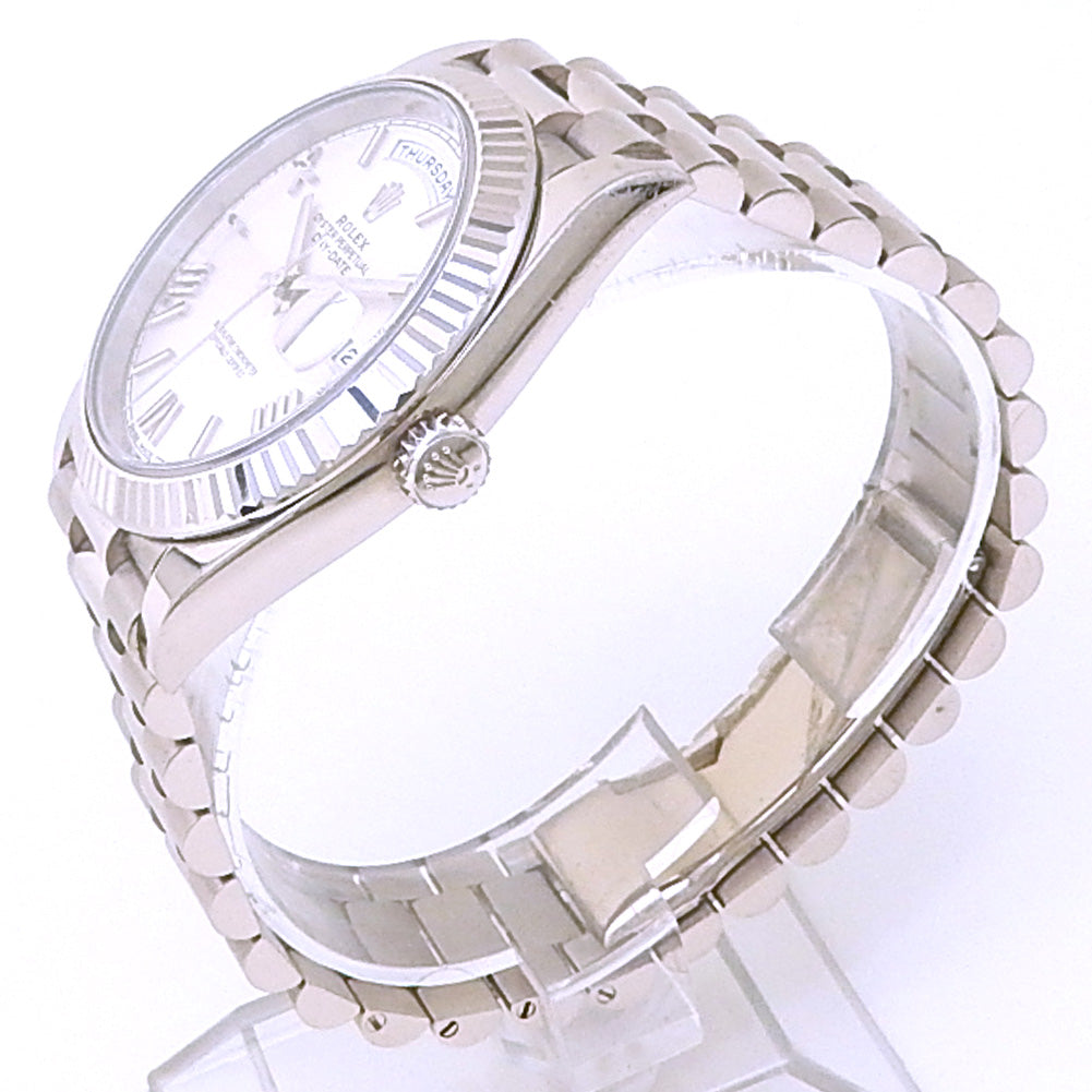 Rolex Day-Date 40 228239 18k White Gold Silver Dial - Angle View by Rolex