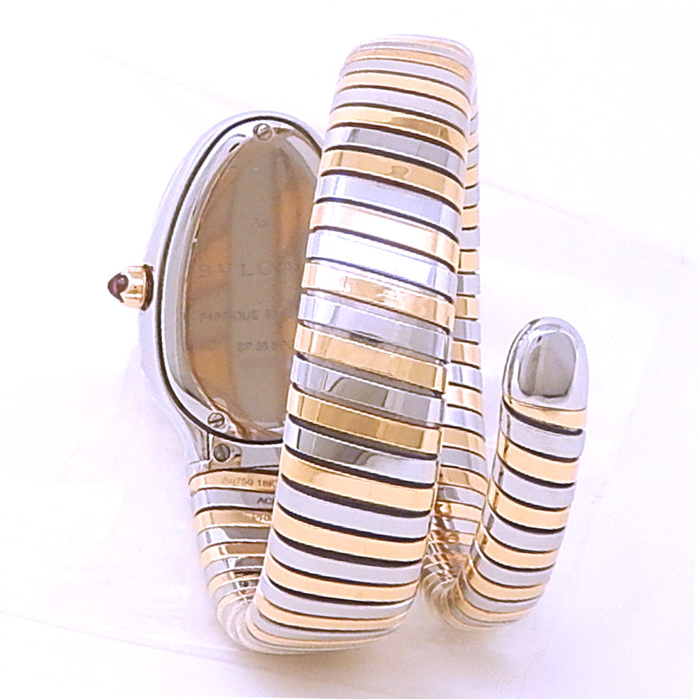 Bvlgari Serpenti Tubogas 103071 18k Yellow Gold & Steel Brown Dial - Case Back View by Bvlgari
