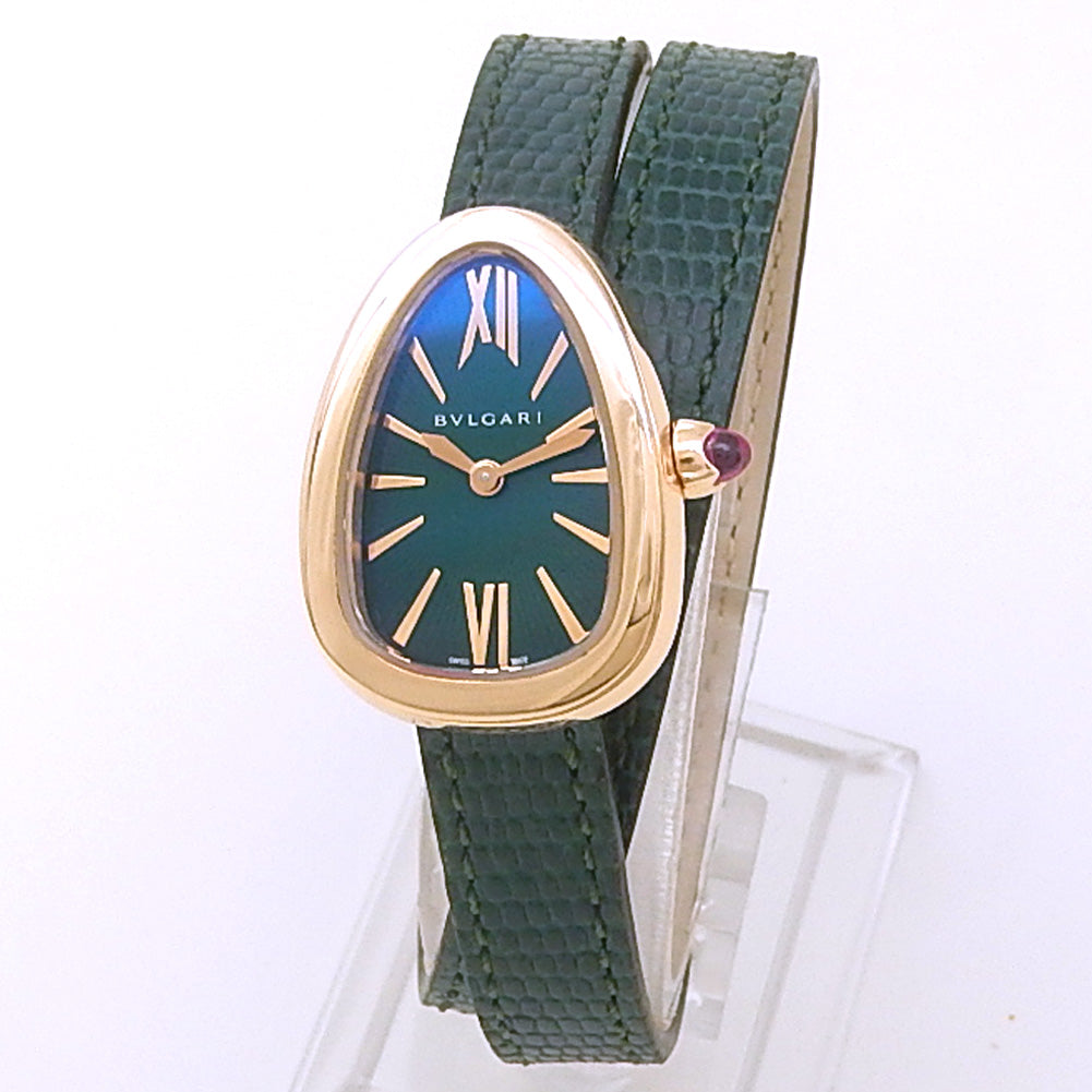 Bvlgari Serpenti 102726 18k Rose Gold Green Lacquered Dial - Front View by Bvlgari